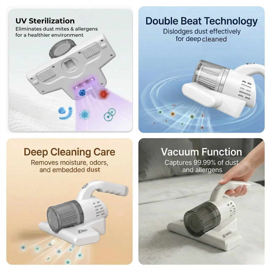 Cordless Vacuum Cleaner for Sofa & Bed | Vacuum Cleaning Machine Handheld | 2800Pa UV Dust Mite Cleaner | 2000mAh Rechargeable | Suitable for Bed, Sofa, Pillow & Other Fabric Surfaces (3/12)