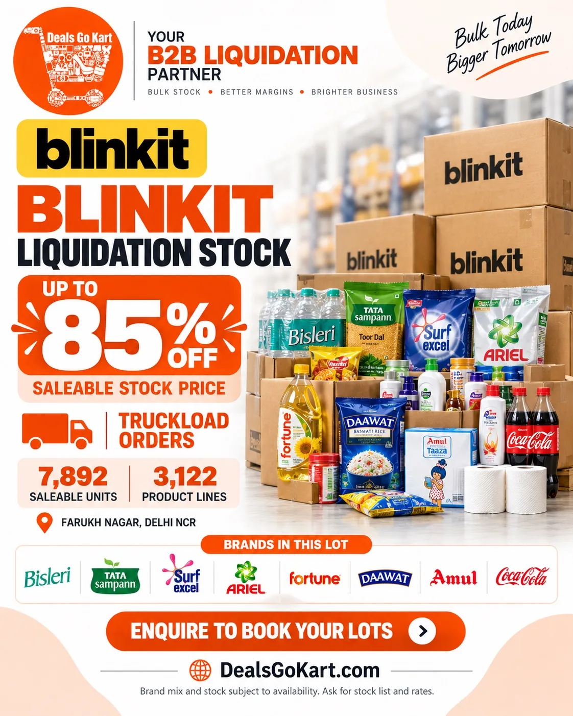 FMCG & GROCERY Liquidation Stock Lot – Farukh Nagar, Delhi NCR